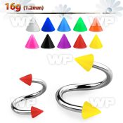 3mw376u surgical steel eyebrow spiral 1 2mm 3mm solid acrylic eyebrow piercing