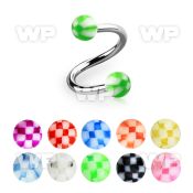 3mw462 surgical steel eyebrow spiral 1 2mm 3mm acrylic checker eyebrow piercing
