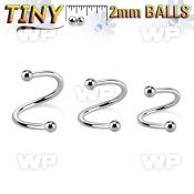 3mw4k surgical steel eyebrow spiral 1mm 2mm ball eyebrow piercing