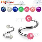 3mwhq474 surgical steel eyebrow spriral 1 2mm 3mm ab coated acryl eyebrow piercing