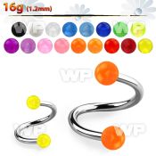 3mwhq4 surgical steel eyebrow spiral 1 2mm 3mm uv ball eyebrow piercing