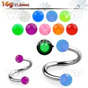 3mwib4 surgical steel eyebrow spiral 1 2mm 3mm acrylic glow in eyebrow piercing