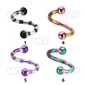 3mwjr zebra striped ion plated surgical steel eyebrow spiral eyebrow piercing