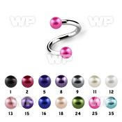 3mwma surgical steel eyebrow spiral 1 2mm 3mm faux pearl ball eyebrow piercing