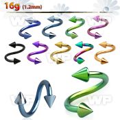 3mwr6u ion plated surgical steel eyebrow spiral 1 2mm 3mm cones eyebrow piercing