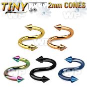 3mwr6uk ion plated surgical steel eyebrow spiral 1 2mm 2mm cones eyebrow piercing
