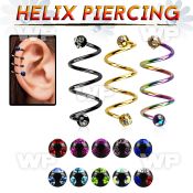 3mxwrjc ion plated triple surgical steel helix spiral piercing helix piercing