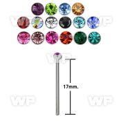 3u3et surgical steel bend it nose stud 1mm 2mm round crystal 