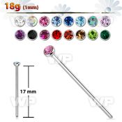 3u3et surgical steel bend it nose stud 1mm 2mm round crystal 