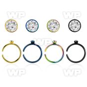 3uark ion plated 316l steel clip on nose ring round topcenter nose piercing