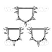 3um7 surgical steel stirrup nipple ring spikes 1 6mm bar nipple piercing