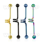 416re0 ion plated surgical steel industrial twister barbell 1 6 