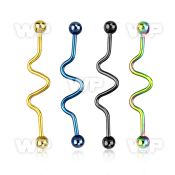 417re0 ion plated surgical steel industrial zig zag barbell 1 6 