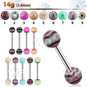 441f4 surgical steel tongue bar 1 6mm 6mm acrylic ball smarbel tongue piercing