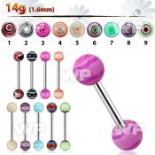 441f4 surgical steel tongue bar 1 6mm 6mm acrylic ball smarbel tongue piercing