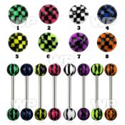 441f7 surgical steel tongue bar 1 6mm 6mm acrylic ballsincolor tongue piercing