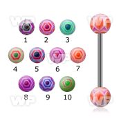 441fd surgical steel tongue bar 1 6mm 6mm acrylic ballsspider tongue piercing