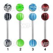 441fr surgical steel tongue bar 1 6mm 6mm black white vertic tongue piercing