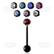 4426z black surgical steel tongue bar 1 6mm 6mm multi jewel tongue piercing
