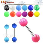 4437 surgical steel tongue bar 1 6mm 6mm solid colored acryli tongue piercing