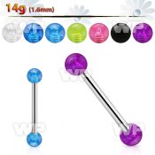 444hqs surgical steel tongue barbell 1 6mm 5mm acrylic uv bubbl nipple piercing