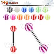 444w surgical steel tongue bar 1 6mm 6mm acrylic beach balls nipple piercing