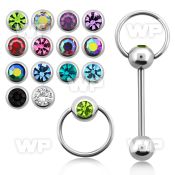 4463b surgical steel tongue bar 1 6mm top 6mm press fit jewel tongue piercing