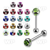 446z surgical steel tongue bar 1 6mm 6mm multi jewel ball on tongue piercing