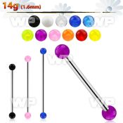 448hq0 surgical steel industrial barbell 1 6mm 4mm acrylic uv 