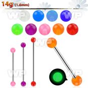 448ibs surgical steel industrial barbell 1 6mm 5mm acrylic glow 