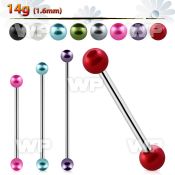448mas surgical steel industrial barbell 1 6mm 5mm pearl ball 