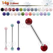 448mas surgical steel industrial barbell 1 6mm 5mm pearl ball