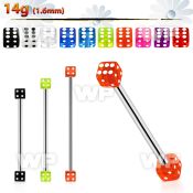 448q10 surgical steel industrial barbell 1 6mm 4mm acrylic uv 