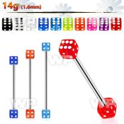 448q1s surgical steel industrial barbell 1 6mm 5mm acrylic uv 