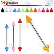 448qus surgical steel industrial barbell 1 6mm 5mm acrylic uv tongue piercing