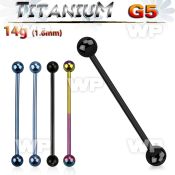 44d43 titanium g5 ion plated industrial barbell 1 6mm 5mm ball 