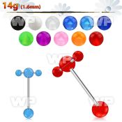 44hq3mu surgical steel tongue bar 1 6mm top 6mm acrylic uv ball tongue piercing