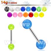 44hq surgical steel tongue bar 1 6mm 6mm acrylic uv balls len tongue piercing