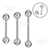 44i8u surgical steel tongue bar 1 6mm 6mm internally threaded nipple piercing