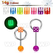 44ib183b surgical steel tongue bar 1 6mm top 5mm acrylic glow in tongue piercing