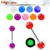 44ibs surgical steel tongue bar 1 6mm 5mm glow in the dark nipple piercing