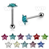 44jrck surgical steel tongue bar 1 6mm flat star shaped top fer tongue piercing
