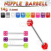 44q10 surgical steel nipple barbell 1 6mm 4mm acrylic uv dice nipple piercing