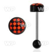 44qiy surgical steel tongue bar 1 6mm round 8mm acrylic topbla tongue piercing