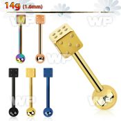 44r18 anodizes surgical steel tongue barbell 1 6mm top 5mm ste tongue piercing