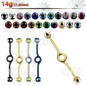 44r62 ion plated steel industrial loop barbell 1 6mm 5mm multi tongue piercing