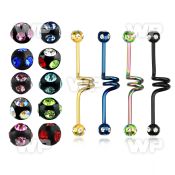 44r6b ion plated steel industrial twister barbell 1 6mm 5mm tongue piercing