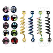 44r6j ion plated steel industrial coil barbell 1 6mm 5mm multi tongue piercing