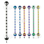 44ra4 ion plated surgical steel industrial barbell zebra stripe tongue piercing