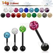 44rday3 ion plated steel tongue bar 14g ferido ball 5mm ball